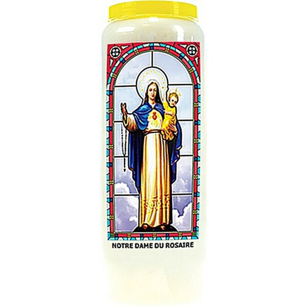 NOTRE-DAME-DU-ROSAIRE-BOUGIE-NEUVAINE-VITRAIL