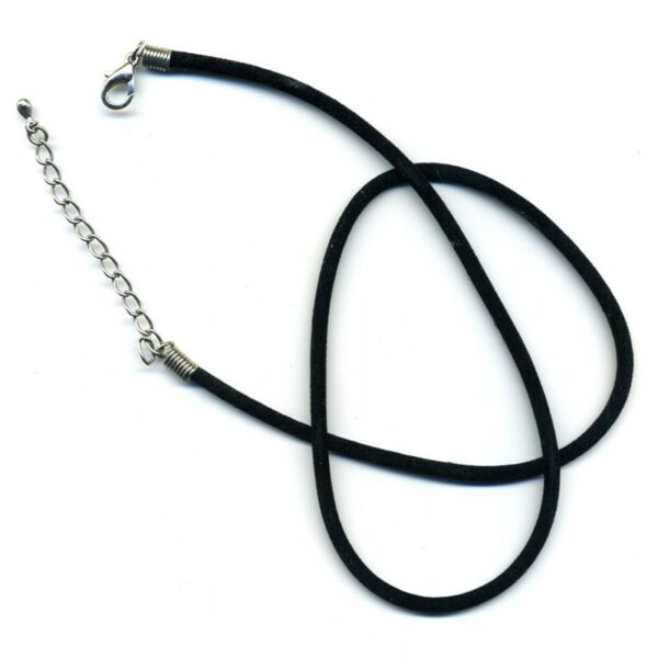 CORDON VELOUR NOIR A FERMOIR METAL ARGENTE - 51 CM