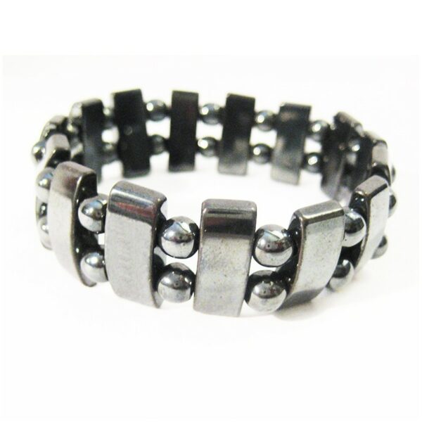 BRACELET MAGNETIQUE HEMATITE - 30 PERLES DE 6 MM + 15 MAILLONS DE 7x18 MM